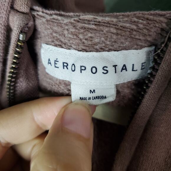 Aeropostale Womens Mocha Brown Zip Up Floral Embroidered Hoodie Size Medium - Picture 3 of 7